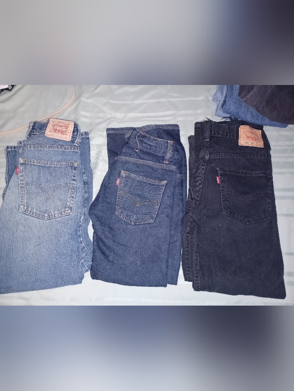 Levi's Boys Jeans Trio - Light Blue, Mid Blue, Black Size 10R